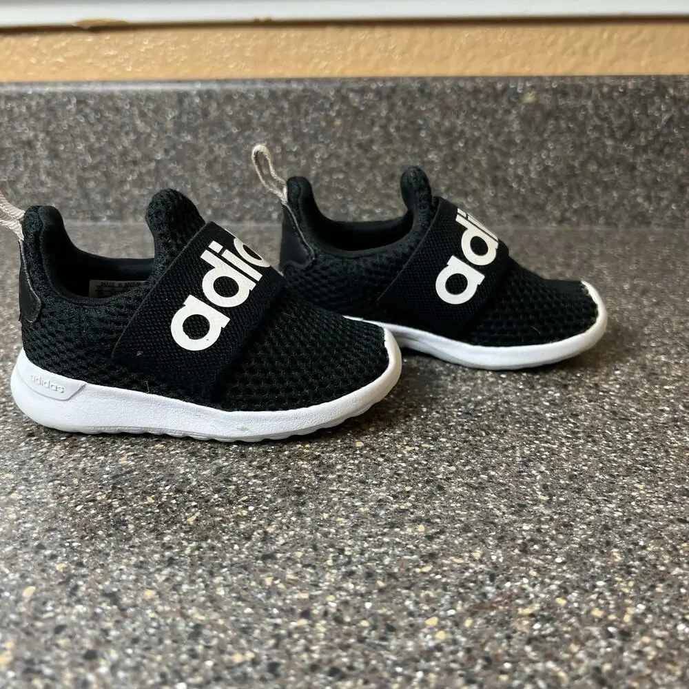 adidas Little Kids Infant Sz 5 Classic Black/White Mesh Sneaker Shoe Slip On Low